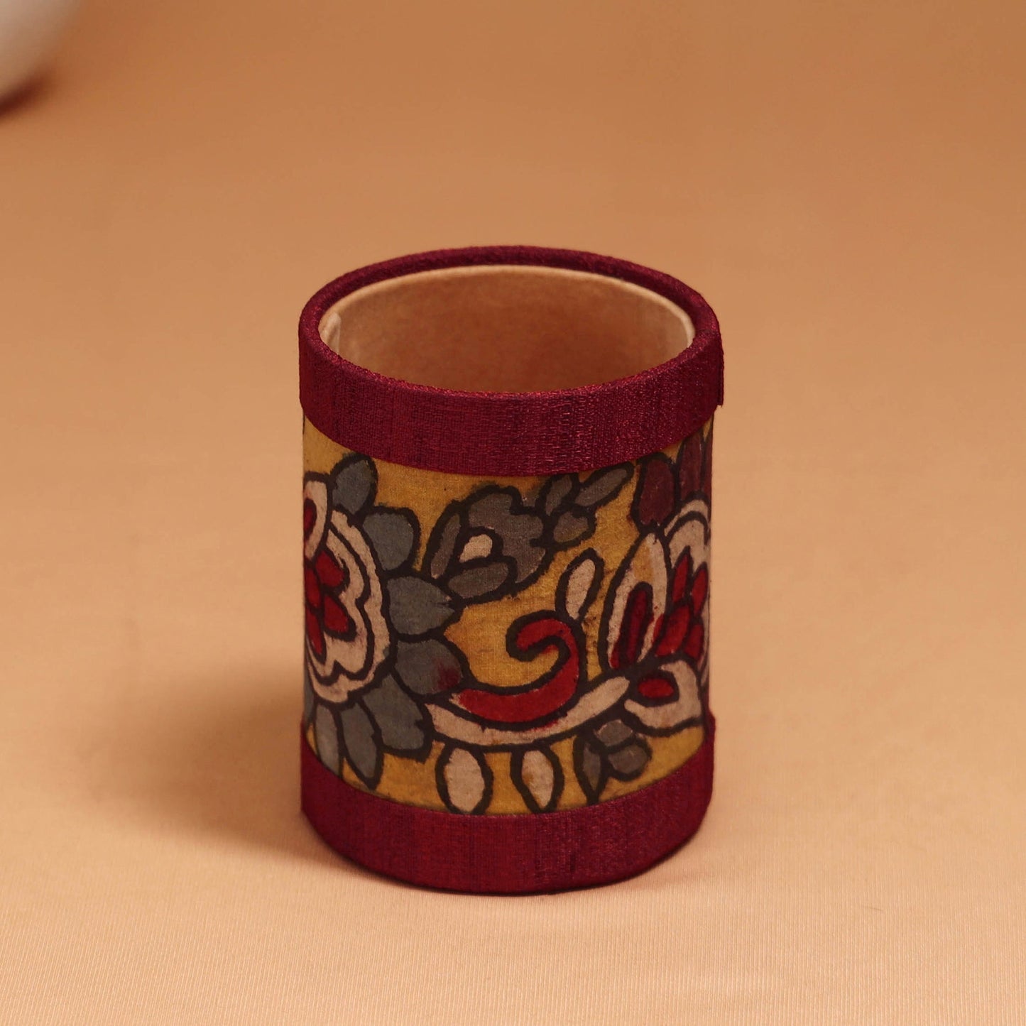 Natural dyed handpainted kalamkari pen stand 03