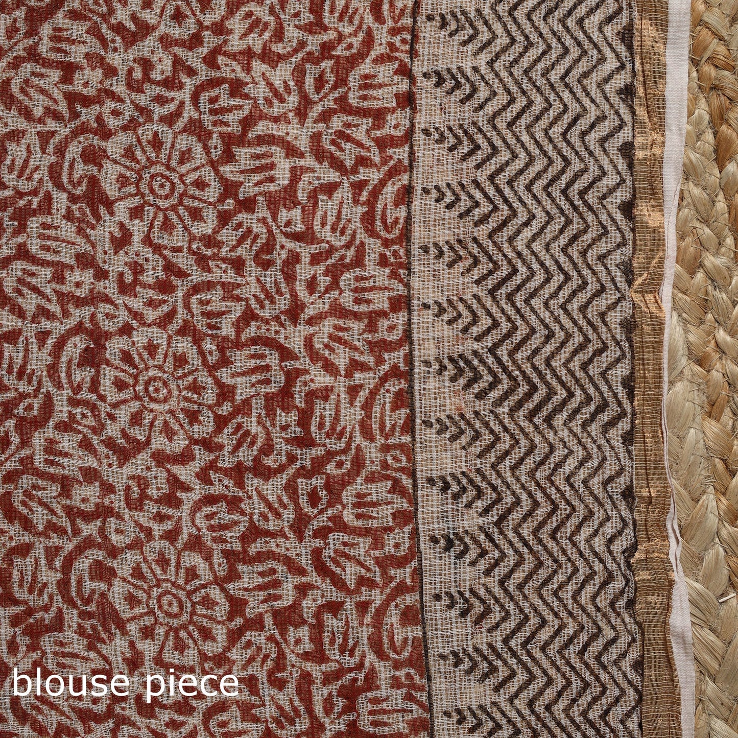 Natural dyed kota doria cotton hand block bagh print saree