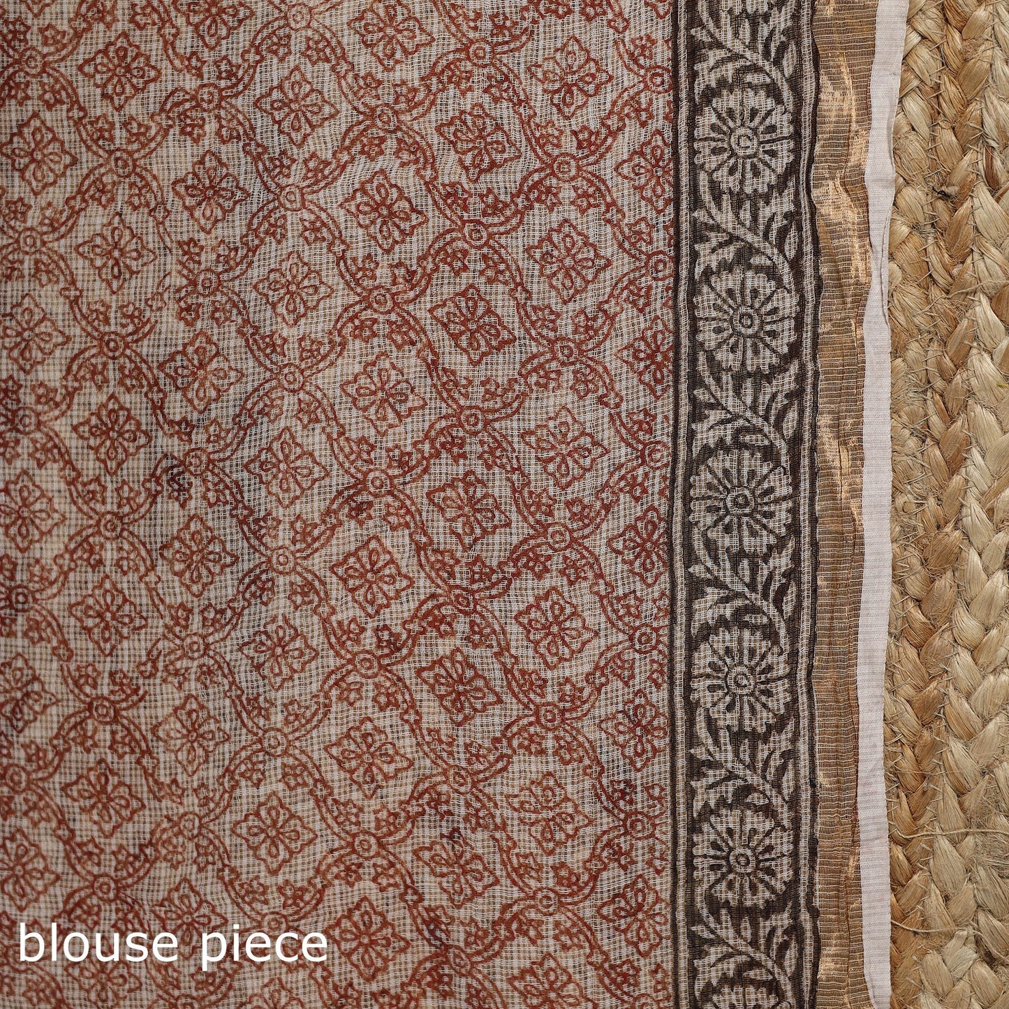 Natural dyed kota doria cotton hand block bagh print saree