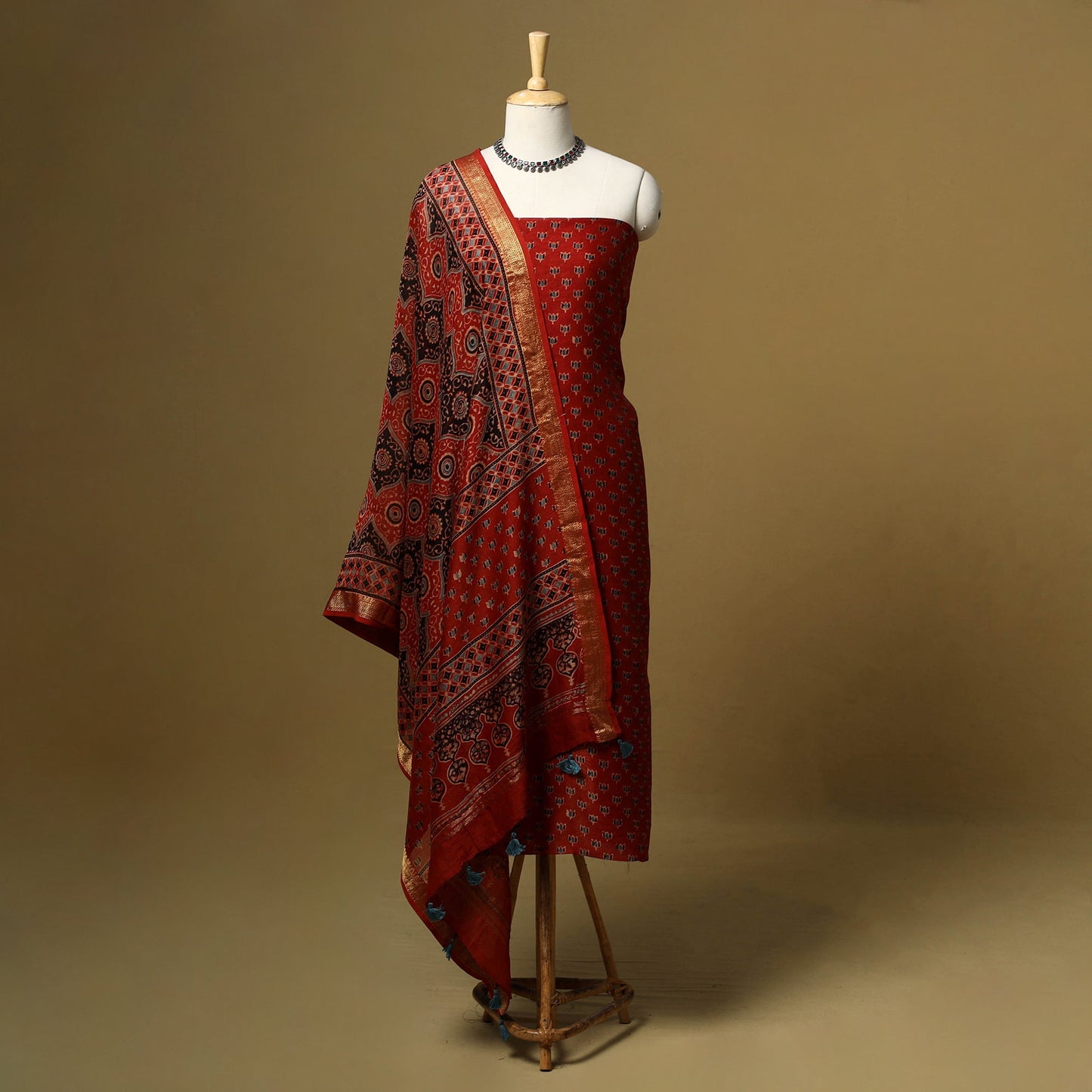 Natural dyed maheshwari silk 2pc unstitched dress material