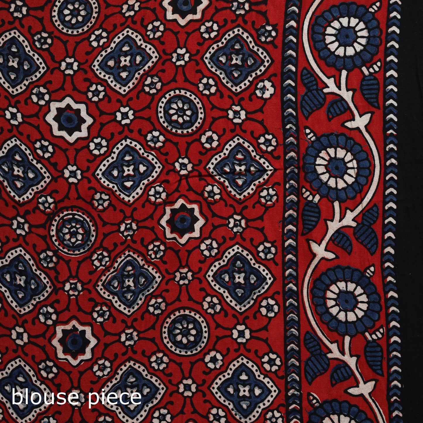 Natural dyed modal silk kutch hand block print ajrakh saree