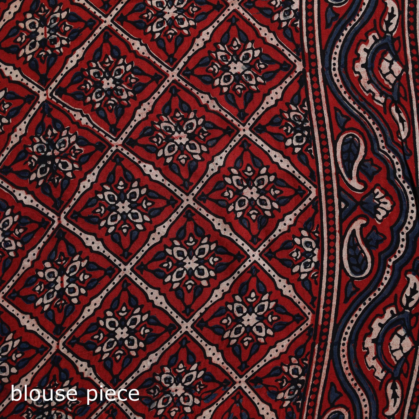 Natural dyed modal silk kutch hand block print ajrakh saree