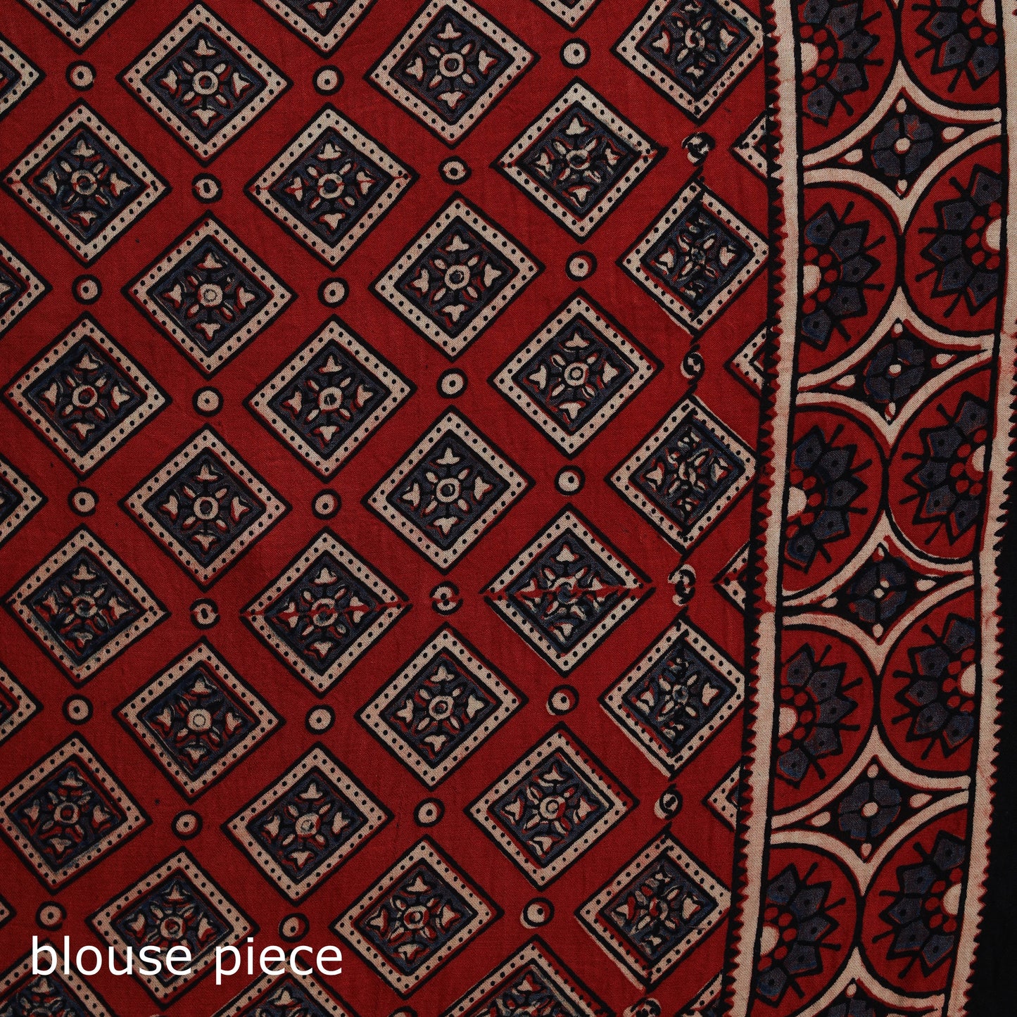 Natural dyed modal silk kutch hand block print ajrakh saree