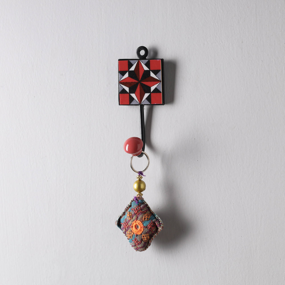 Original Blue Pottery Ceramic Tile Wall Hook Hanger (1 Peg)
