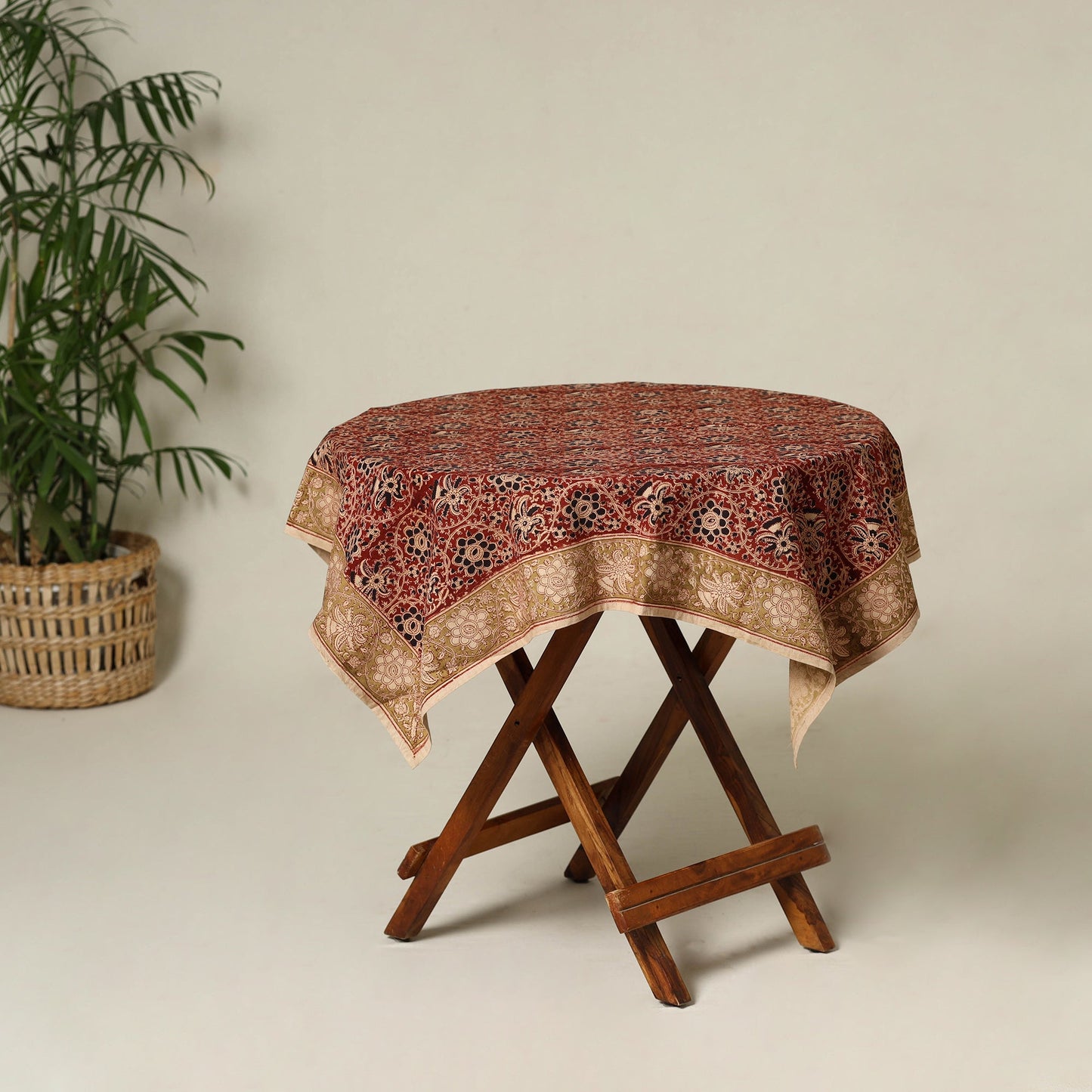 Red - original pedana kalamkari natural dyed cotton table
