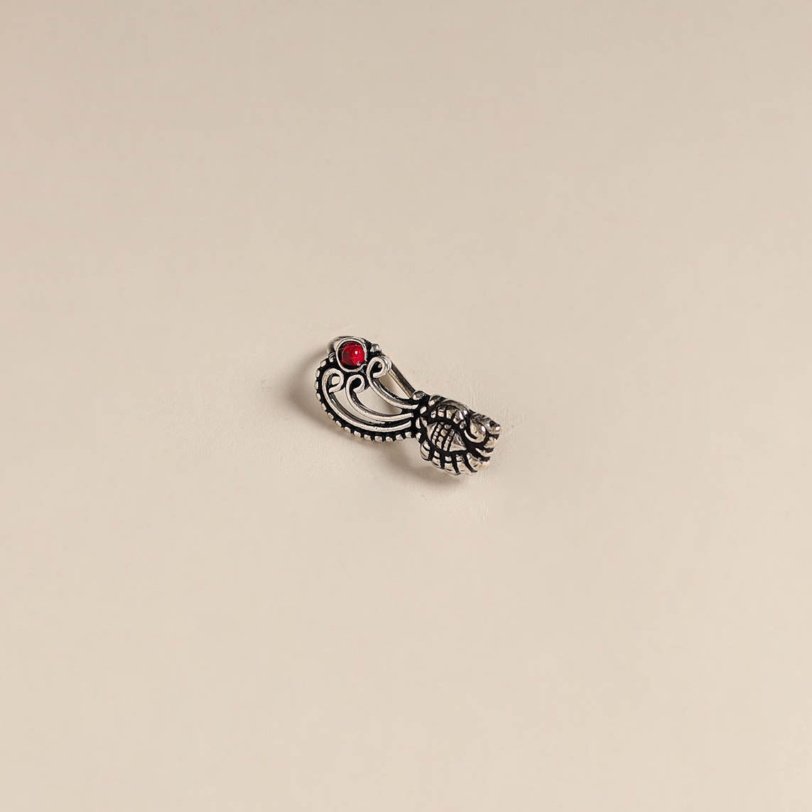 Red - oxidised german silver stone work nosepin 18