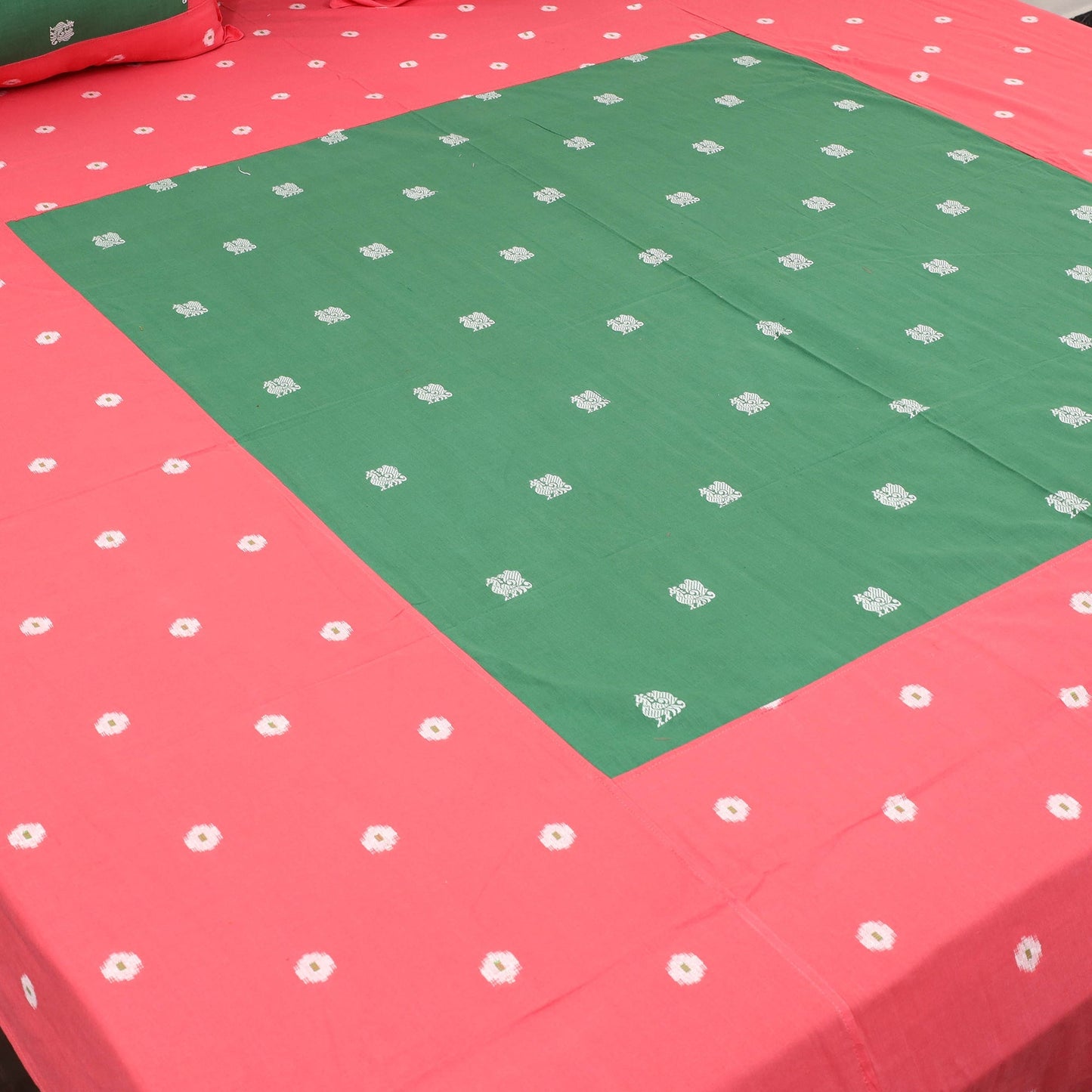 Red - patchwork cotton double jacquard bed sheet set 30