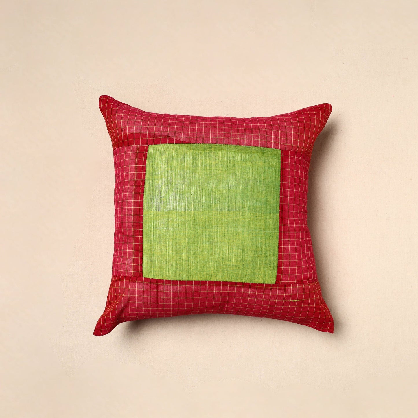 Shop Red Patchwork Kanchipuram Cushion Covers