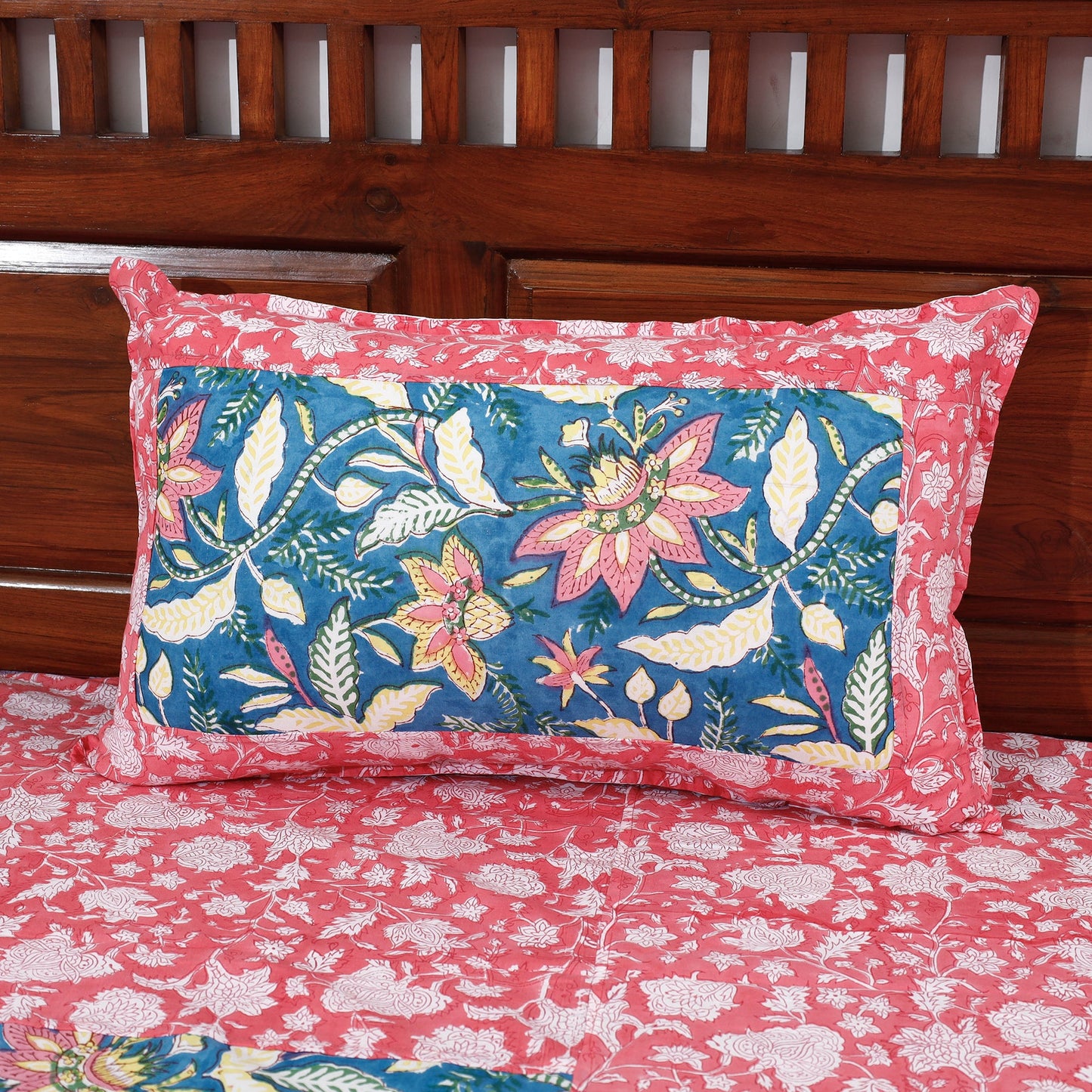 Buy Block Print Patchwork Cotton Sanganeri Bed Sheet