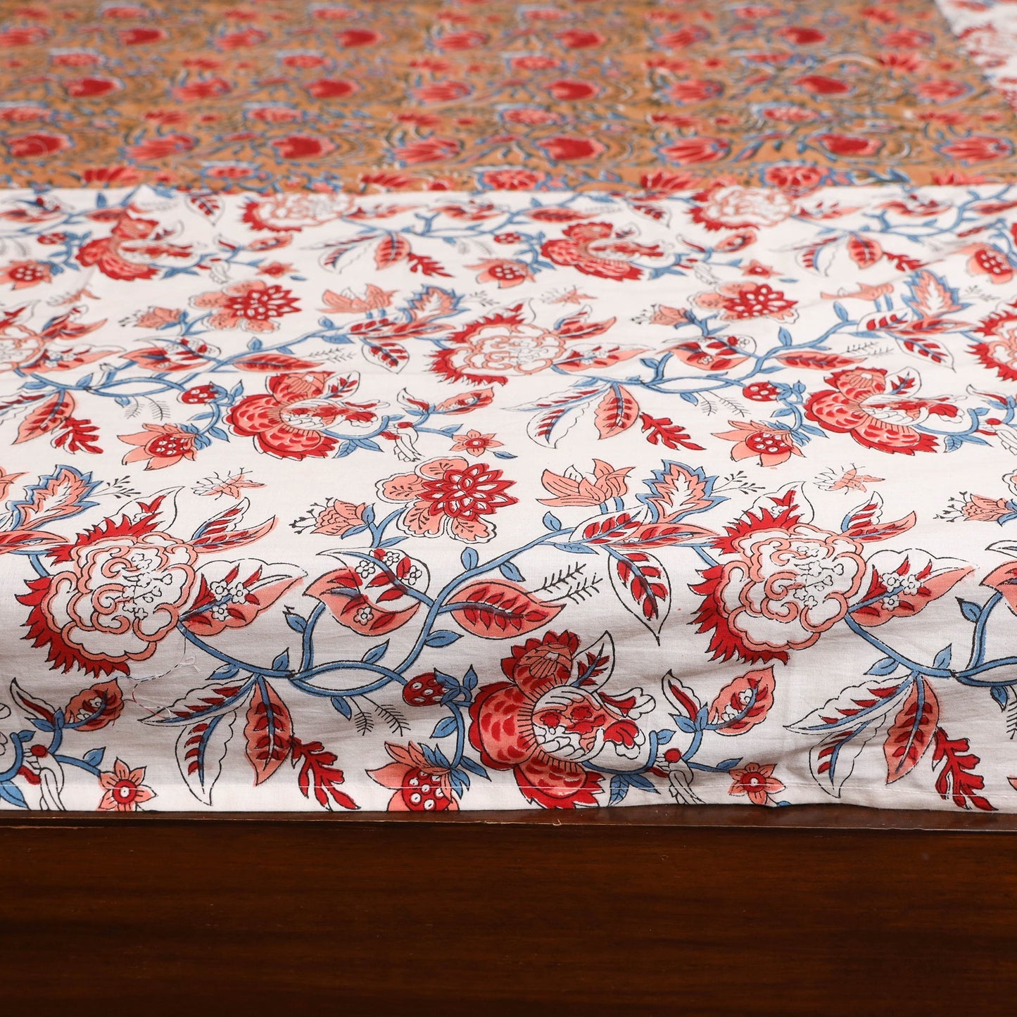 Patchwork hand double sanganeri bedsheet set (108 x 90 in)