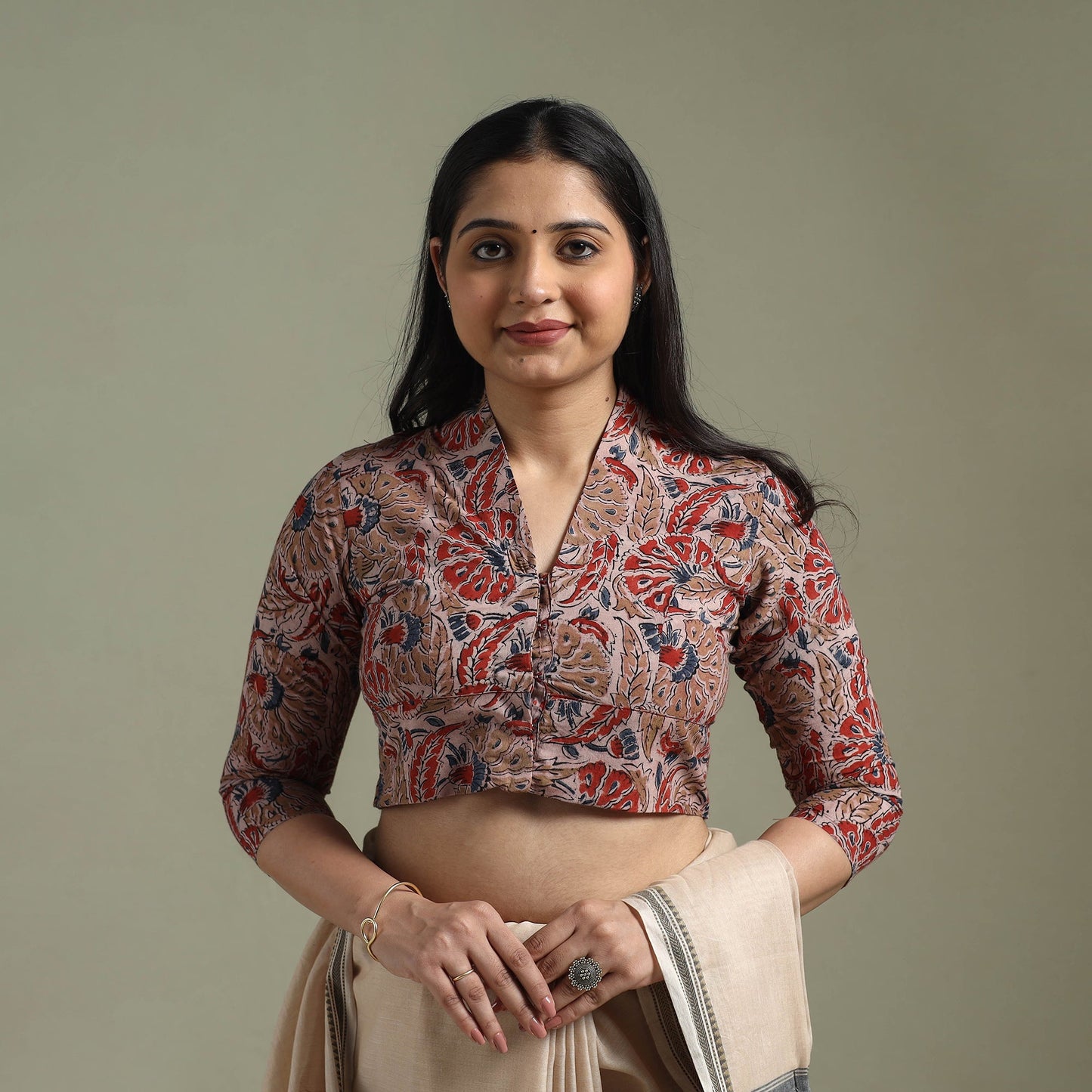 Red - pedana hand block print cotton natural dyed kalamkari