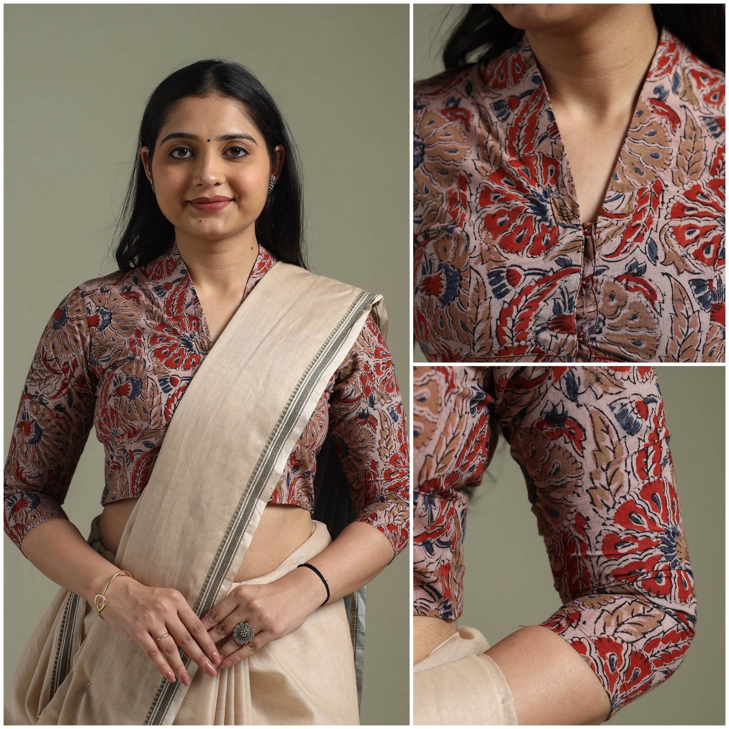 Red - pedana hand block print cotton natural dyed kalamkari