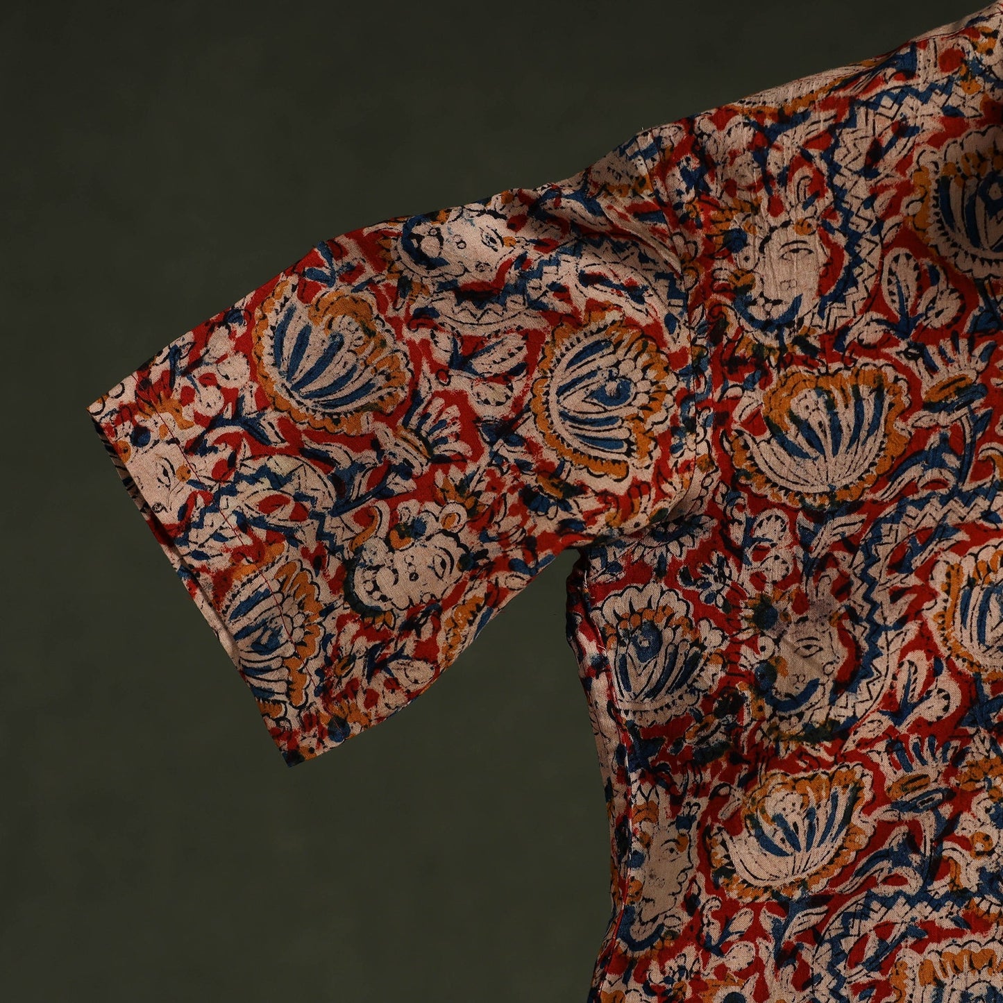 Pedana hand block print natural dyed cotton half sleeve men