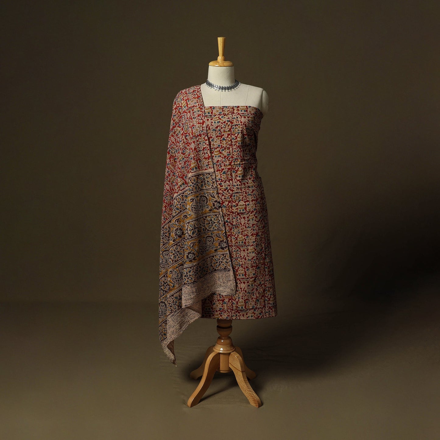 Pedana hand block print natural dyed cotton kalamkari 2pc