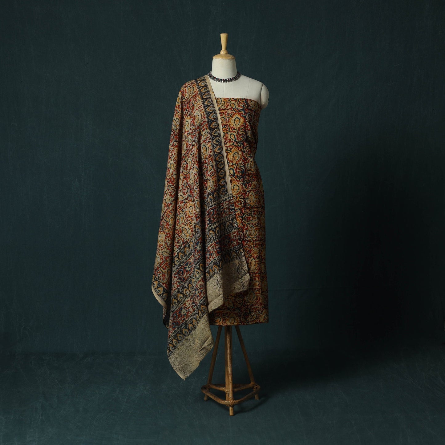 Pedana hand block print natural dyed cotton kalamkari 2pc