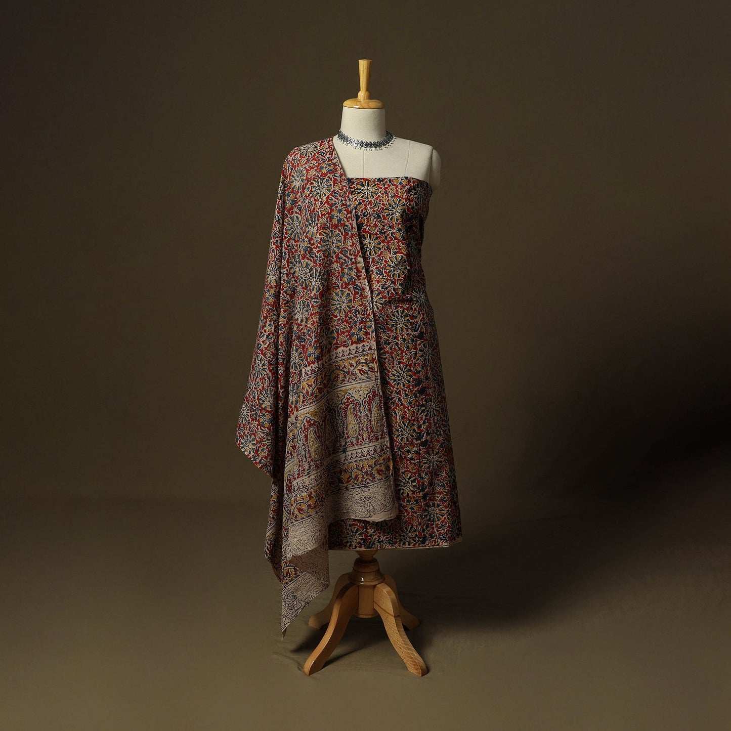 Pedana hand block print natural dyed cotton kalamkari 2pc