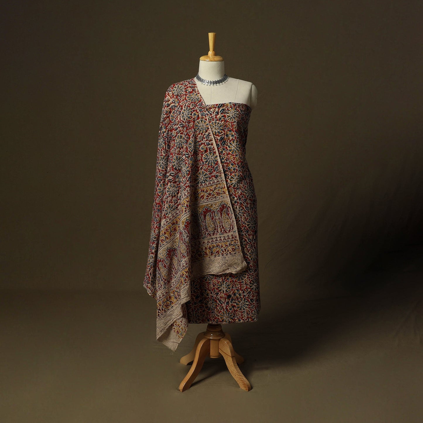 Pedana hand block print natural dyed cotton kalamkari 2pc