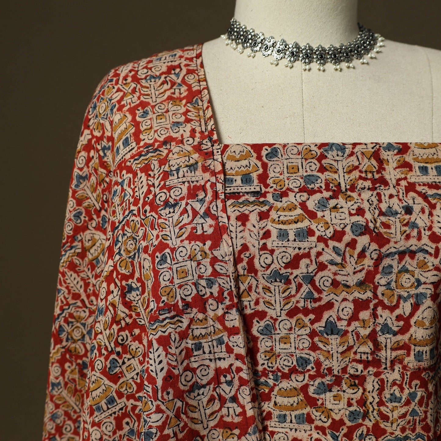 Pedana hand block print natural dyed cotton kalamkari 2pc