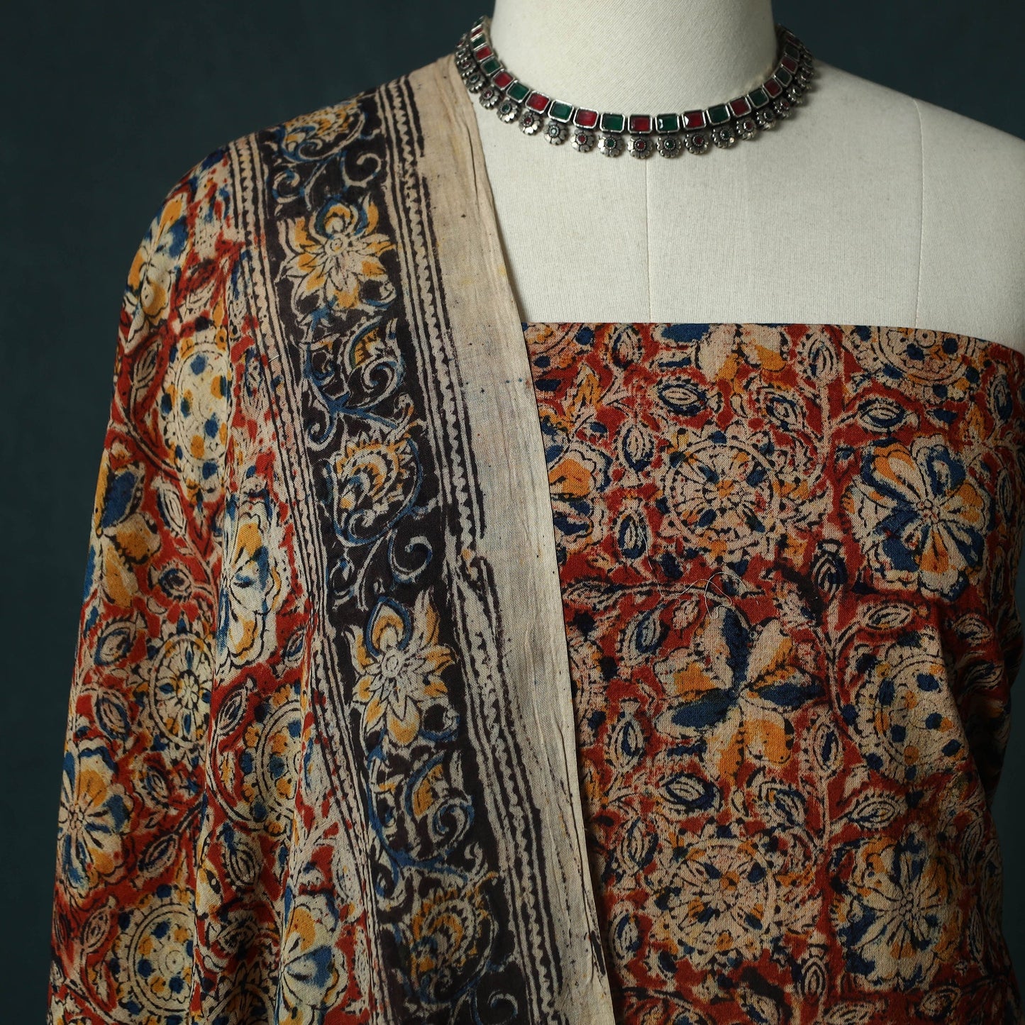 Pedana hand block print natural dyed cotton kalamkari 2pc