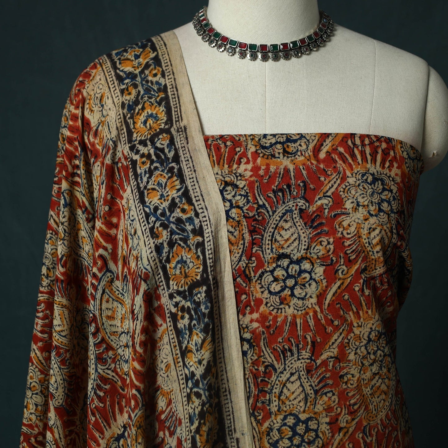 Pedana hand block print natural dyed cotton kalamkari 2pc