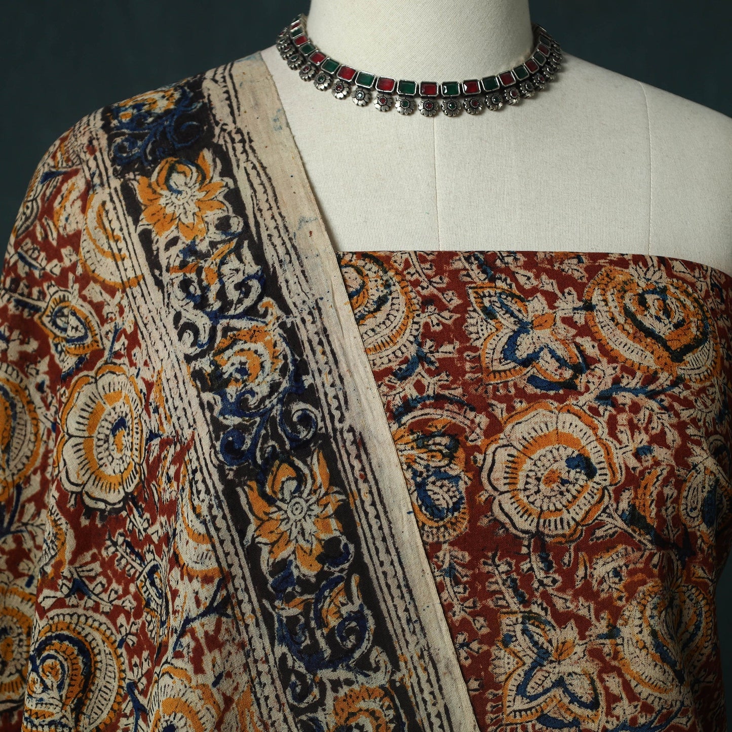 Pedana hand block print natural dyed cotton kalamkari 2pc