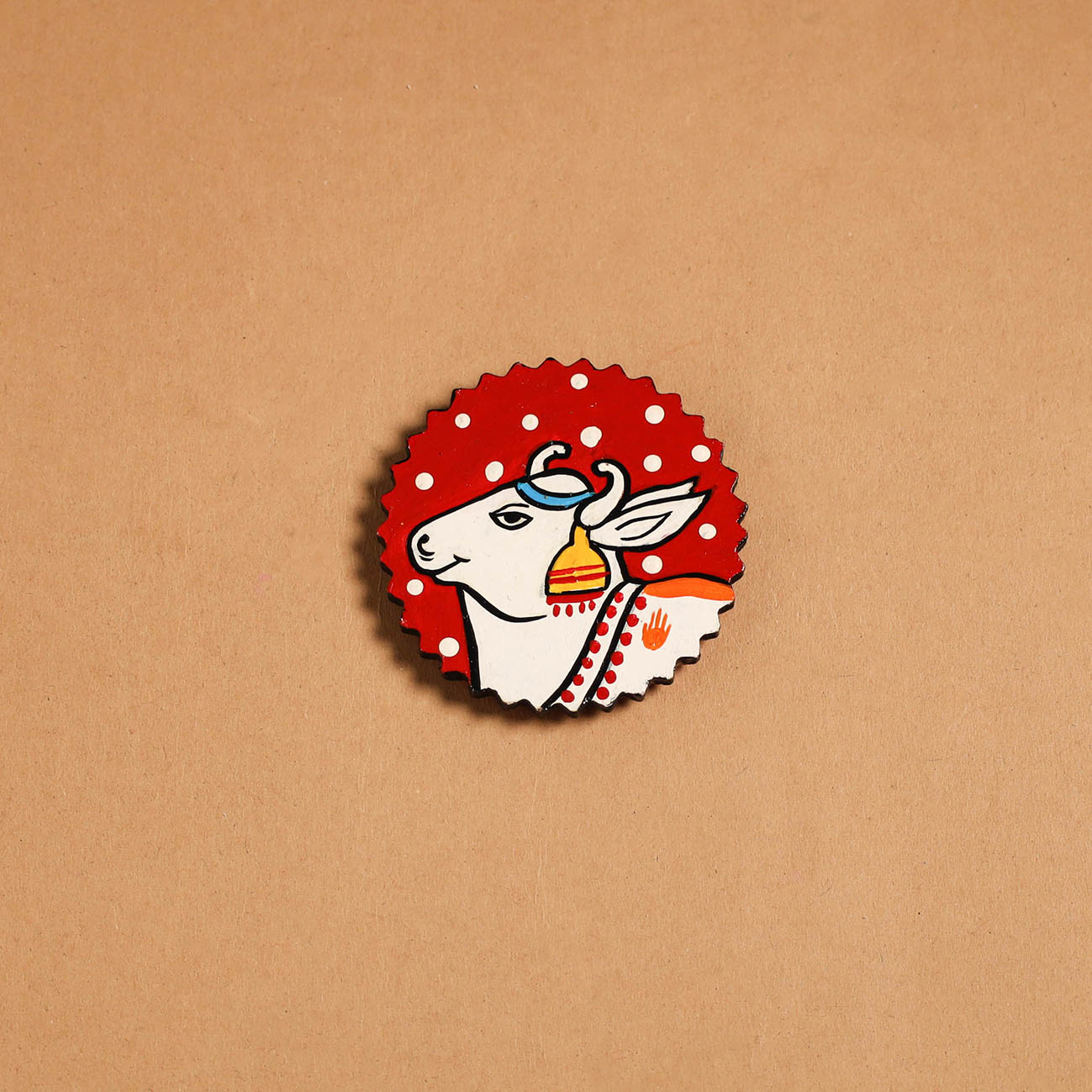 Red - pichwai handpainted wooden fridge magnet 27