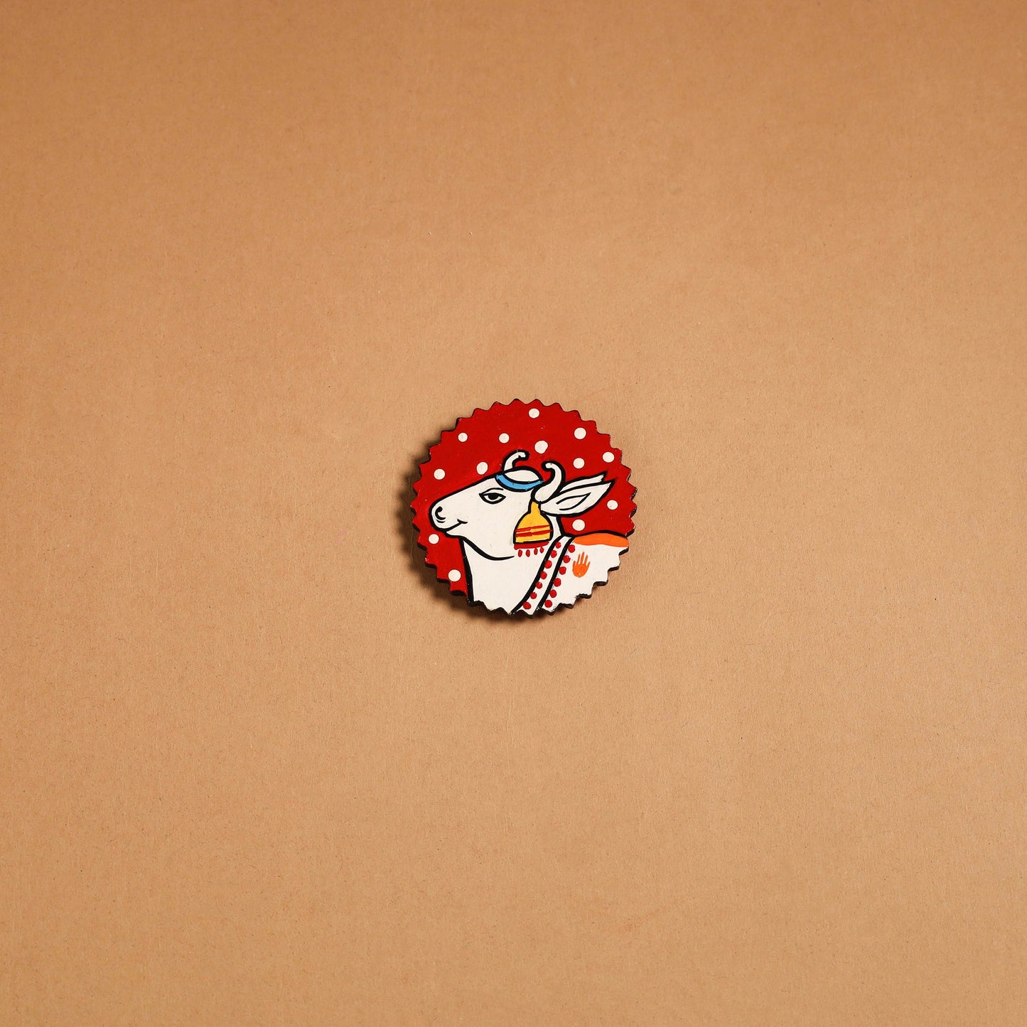 Red - pichwai handpainted wooden fridge magnet 27