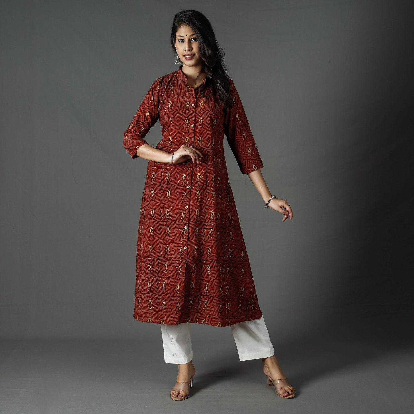 Buy Pipad Block Printed Cotton Long Kurta Online at iTokri.com