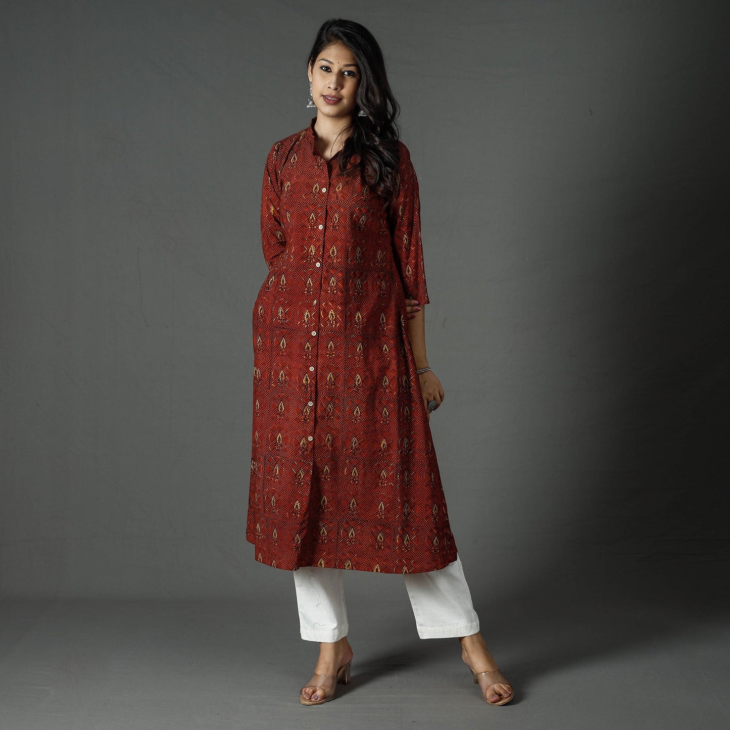 Buy Pipad Block Printed Cotton Long Kurta Online at iTokri.com