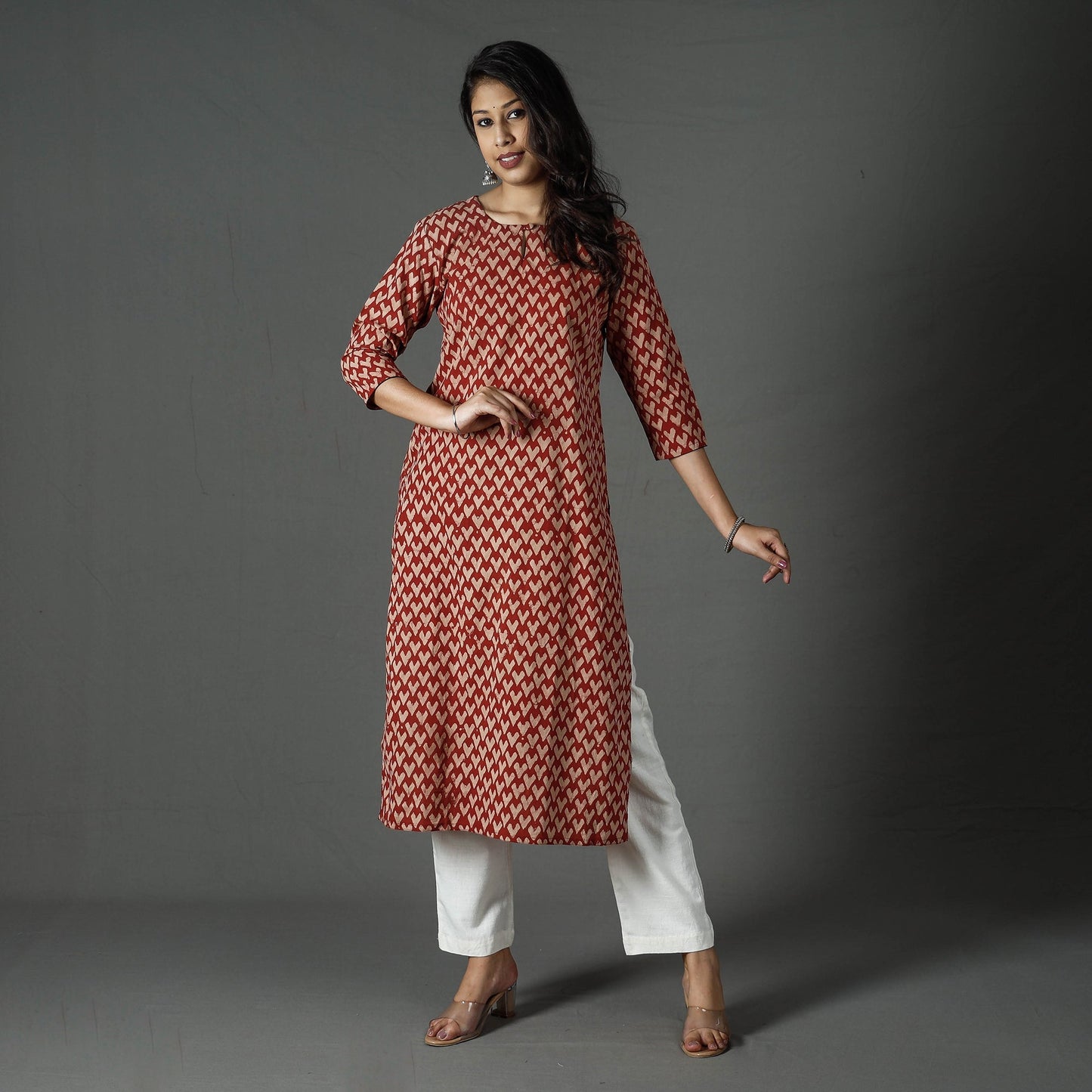Buy Pipad Block Printed Cotton Long Kurta for Women