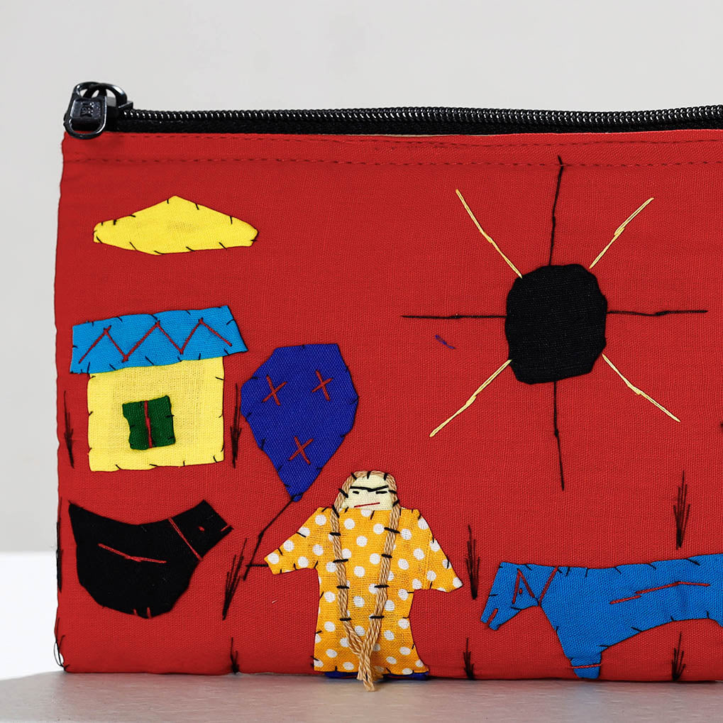 Pipli Applique Work Cotton Cosmetic Pouch