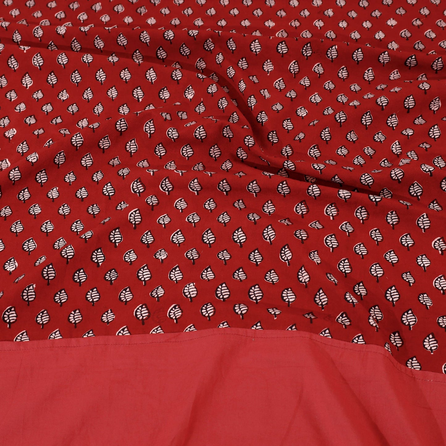 Plain Cotton Double Bed Cover Set with Bagh Patchwork