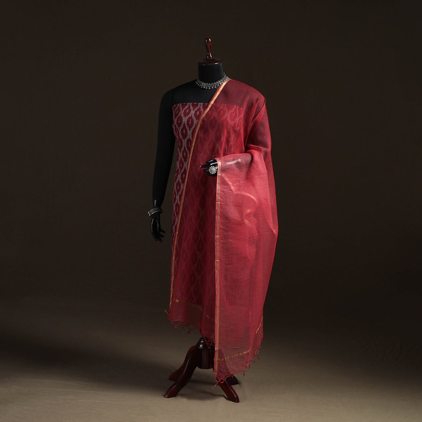 Plain cotton kota doria dupatta 14 - handcrafted
