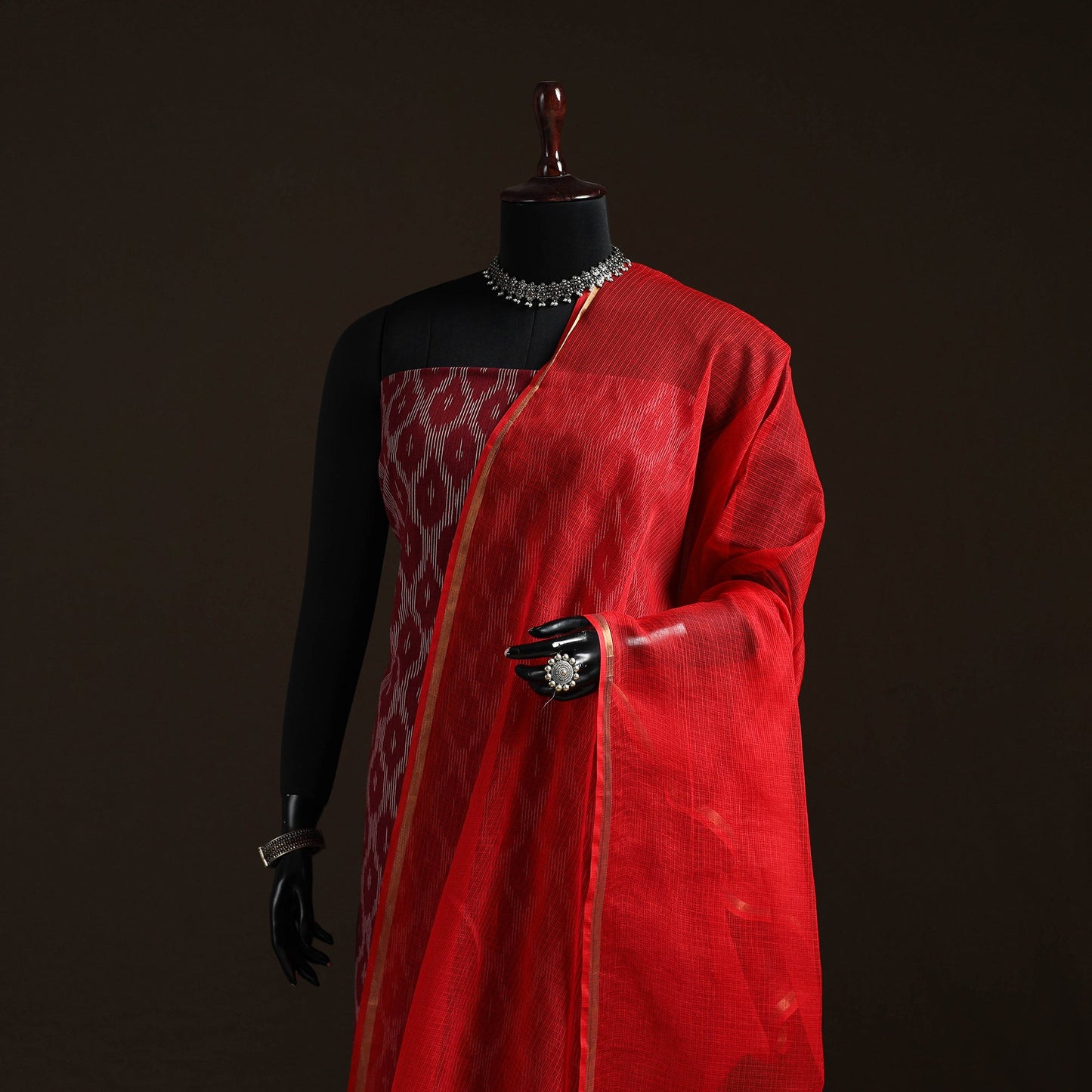 Plain cotton kota doria dupatta 26 - handcrafted
