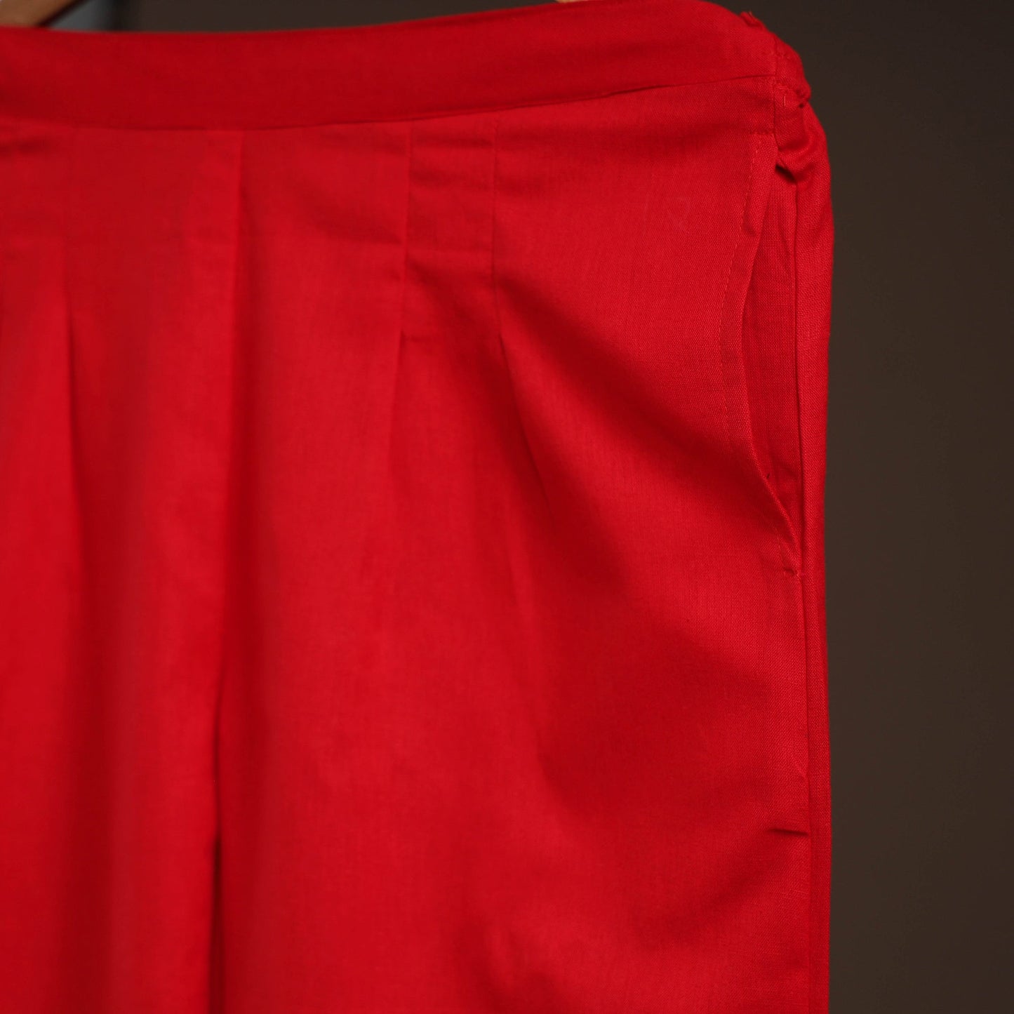 Red - plain flex cotton elasticated palazzo 01 - handcrafted