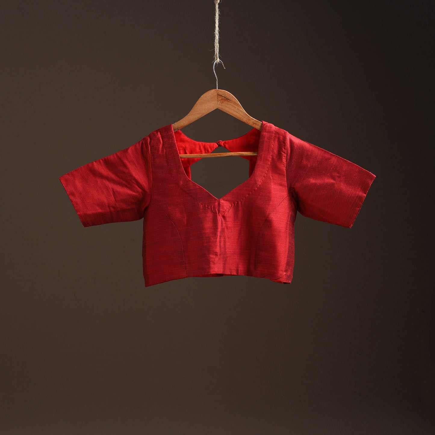 Plain slub silk readymade blouse 08 - handcrafted