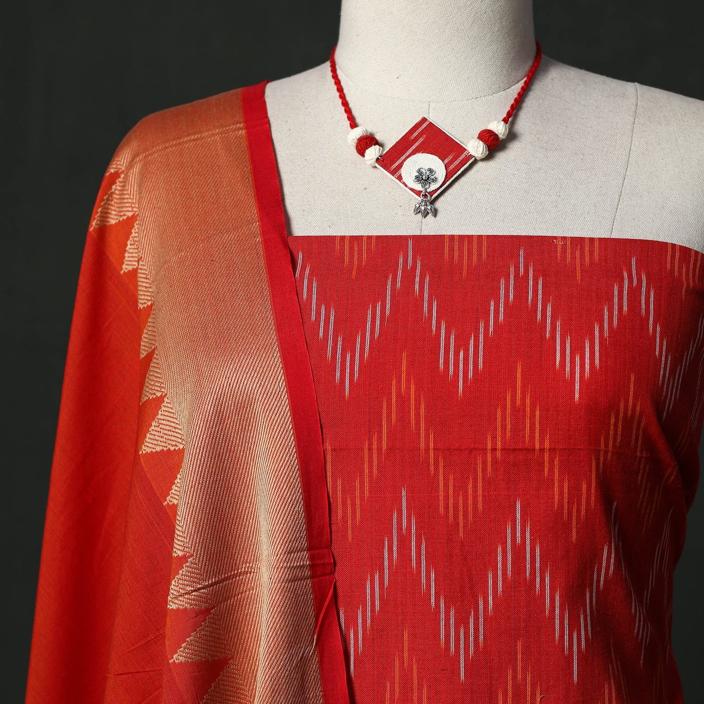 Pochampally ikat cotton 2pc unstitched dress material