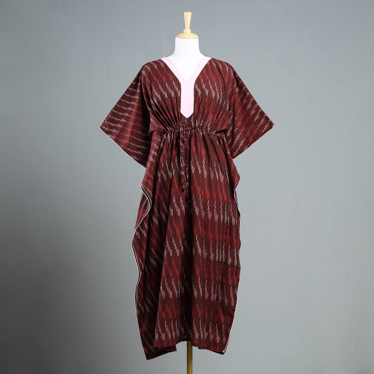 Pochampally Ikat Cotton Kaftan with Tie-Up Waist