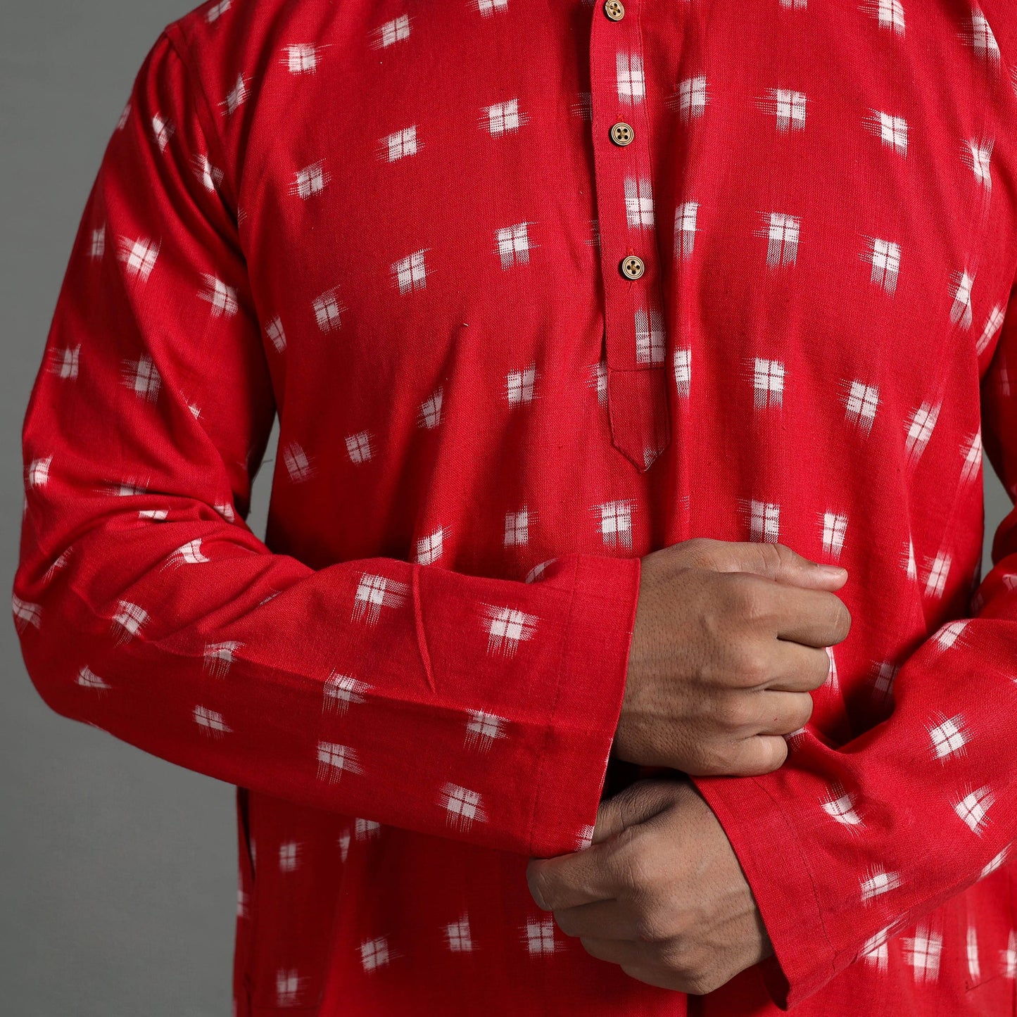 Pochampally Ikat Cotton Men Long Kurta