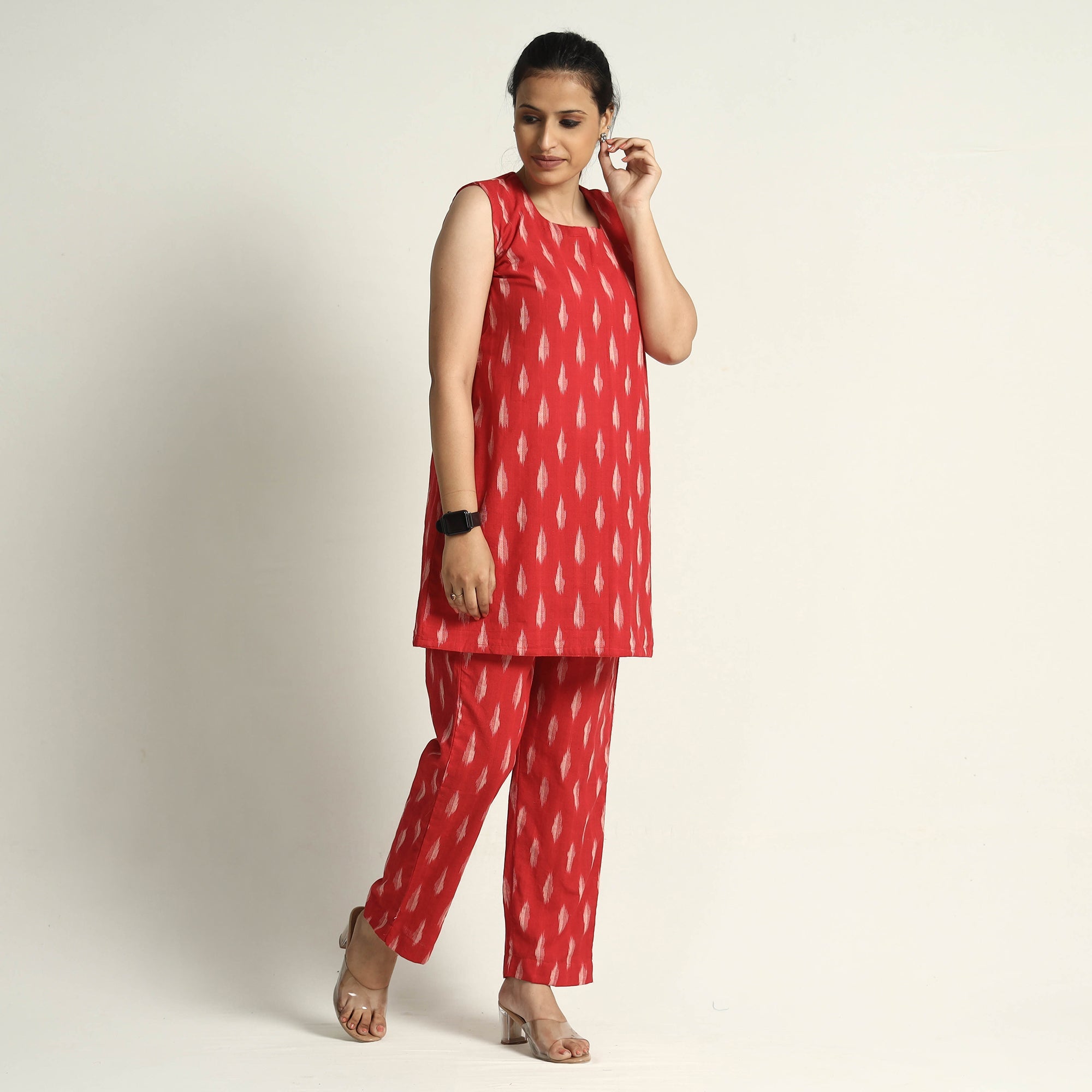 Grey - Pochampally Ikat Cotton Co-Ord Set for women 12