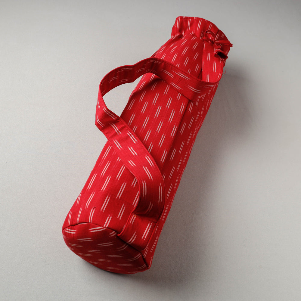 Red Pochampally Ikat Cotton Yoga Mat Bag
