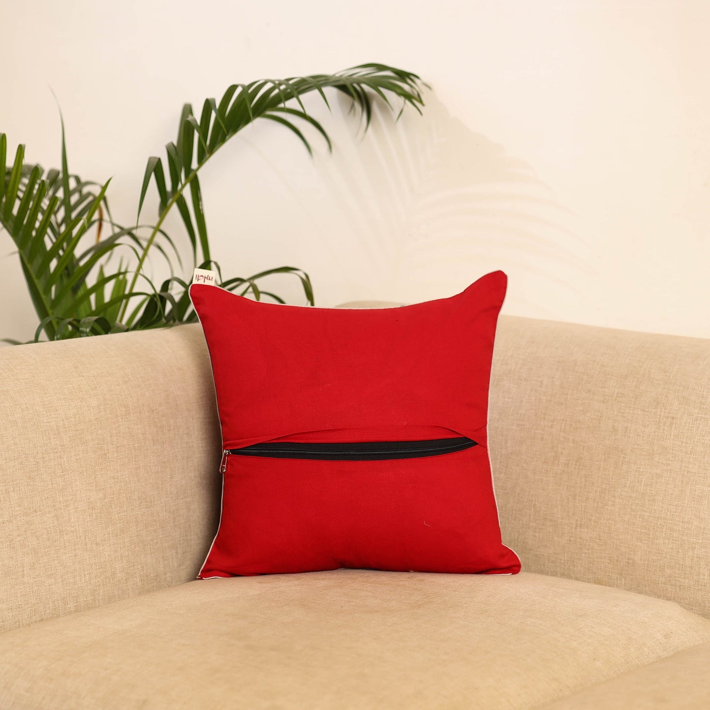 Red - pochampally ikat cushion cover 08 - handcrafted