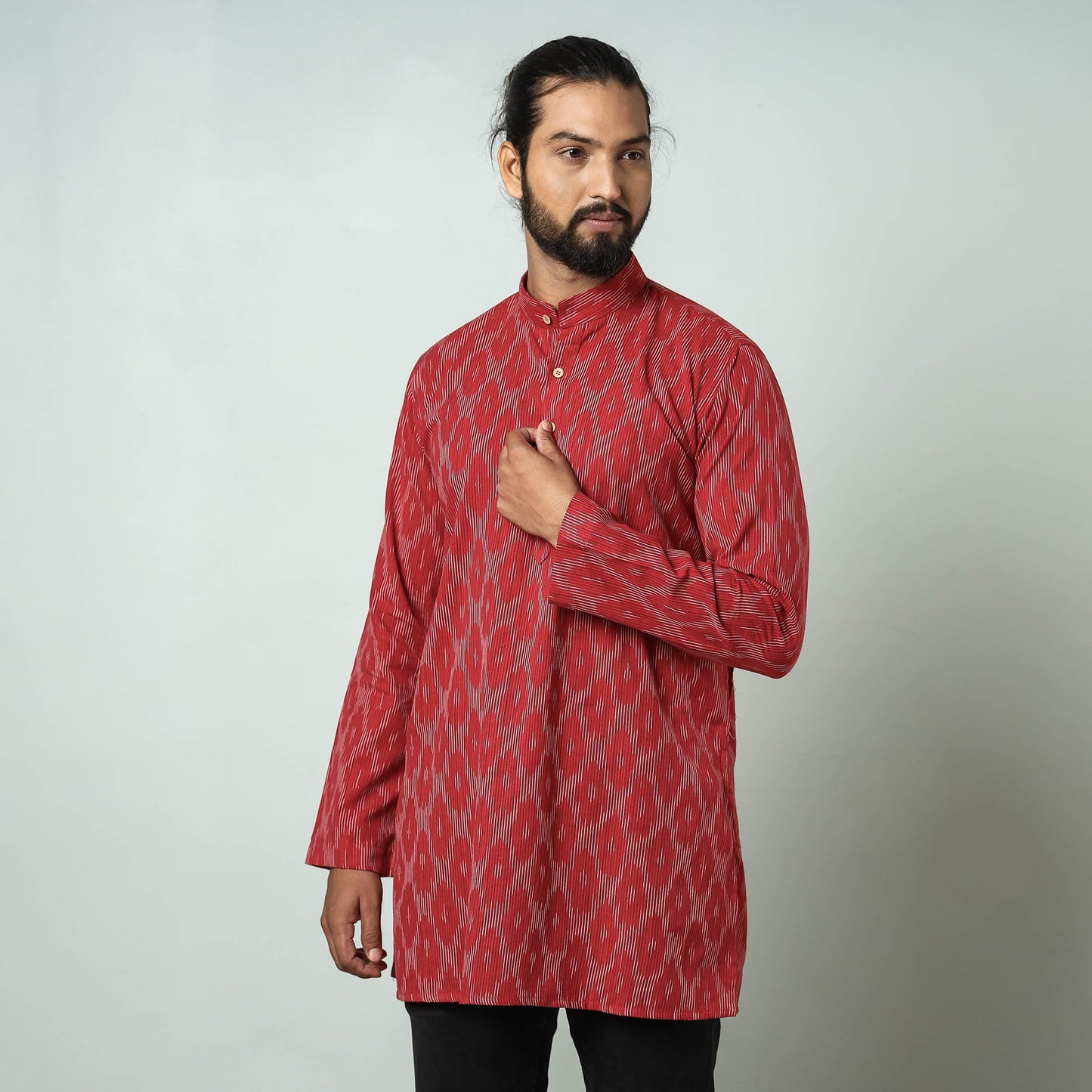 Pochampally Ikat weave Cotton Men's Short Kurta