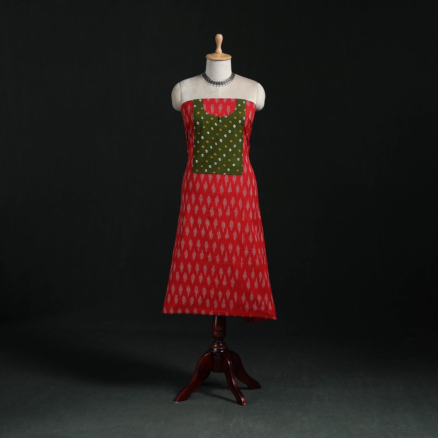Pochampally ikat weave cotton patchwork unstitched kurta