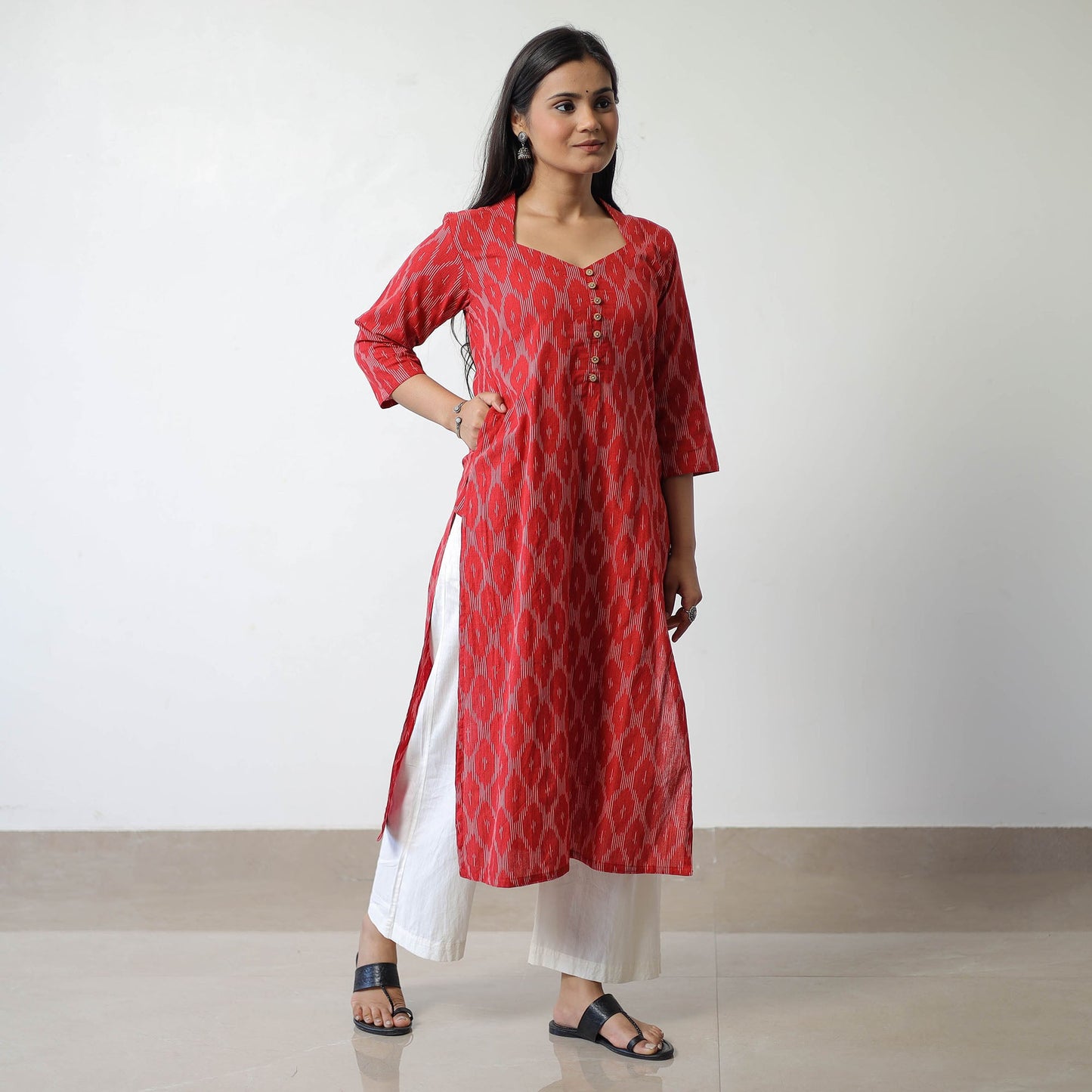 Pochampally Ikat Weave Cotton Straight Kurta 03