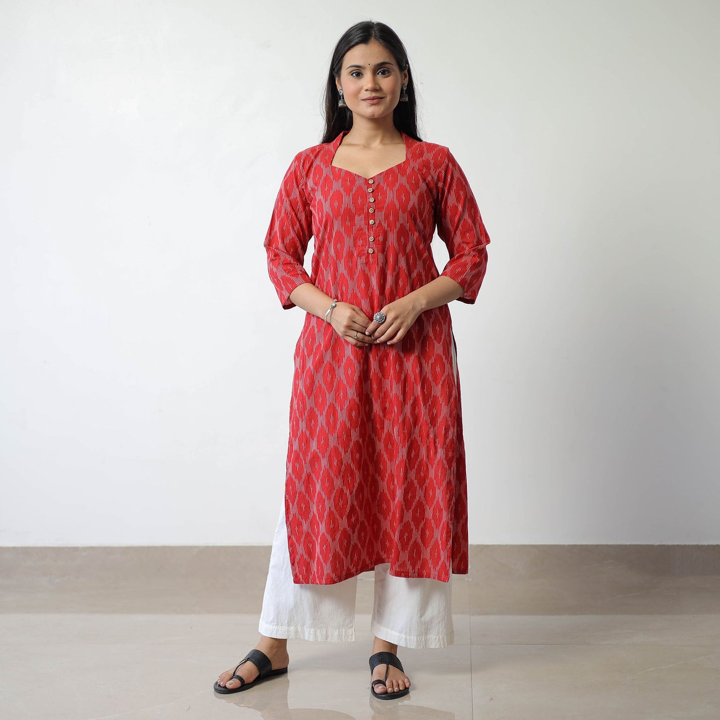 Pochampally Ikat Weave Cotton Straight Kurta 03