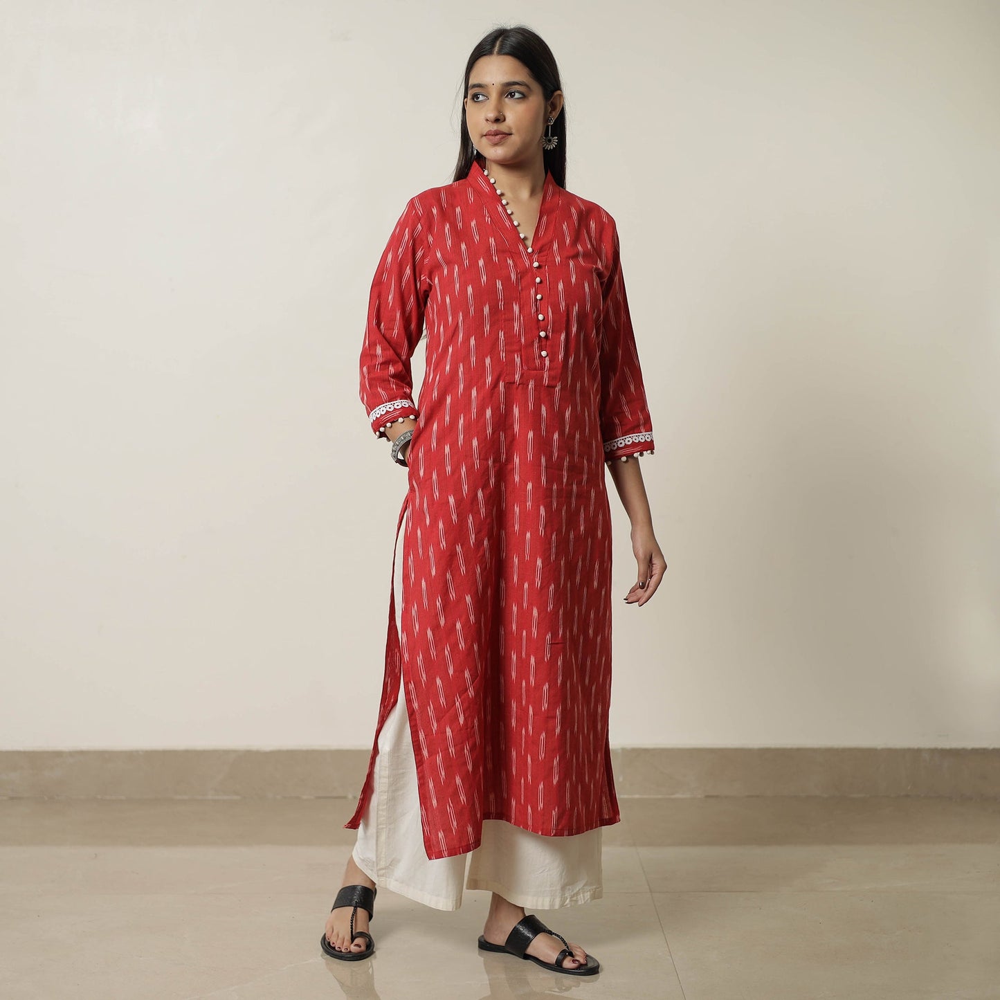 Pochampally Ikat Weave Cotton Straight Kurta 11 Online at iTokri.com