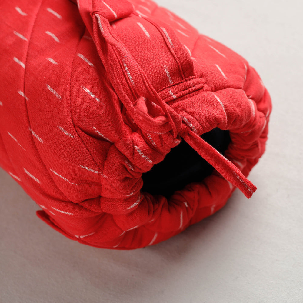 Red Pochampally Ikat Cotton Quilted Yoga Mat Bag