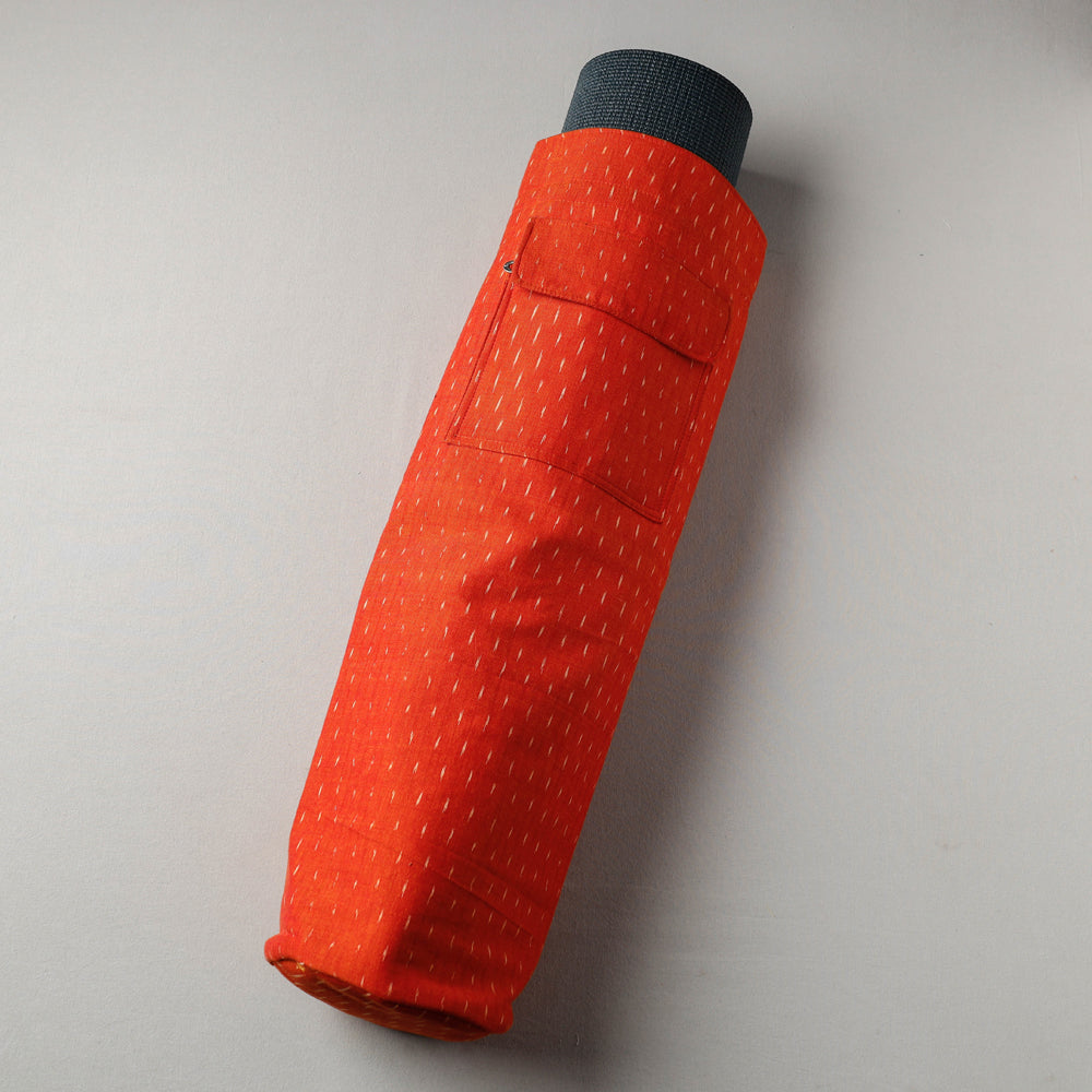 Red Pochampally Ikat Cotton Yoga Mat Bag