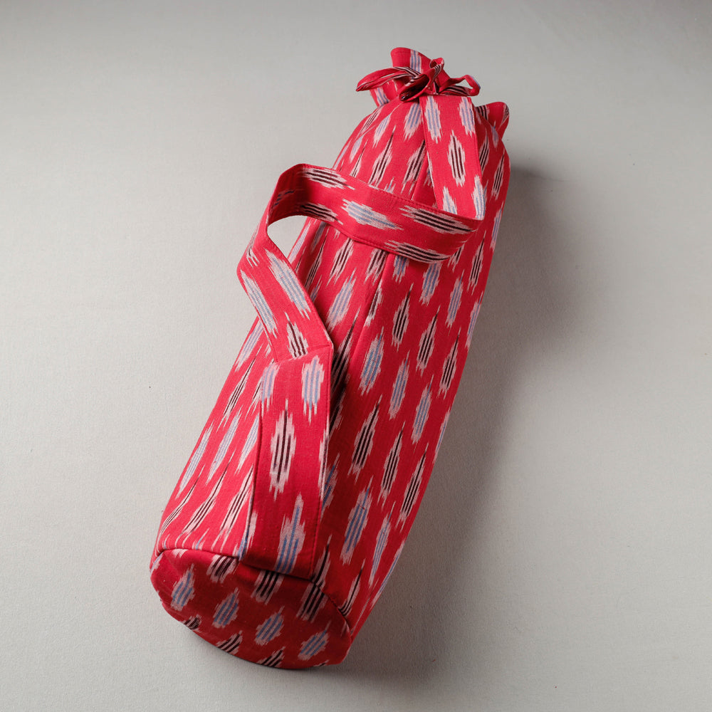Red Pochampally Ikat Cotton Yoga Mat Bag